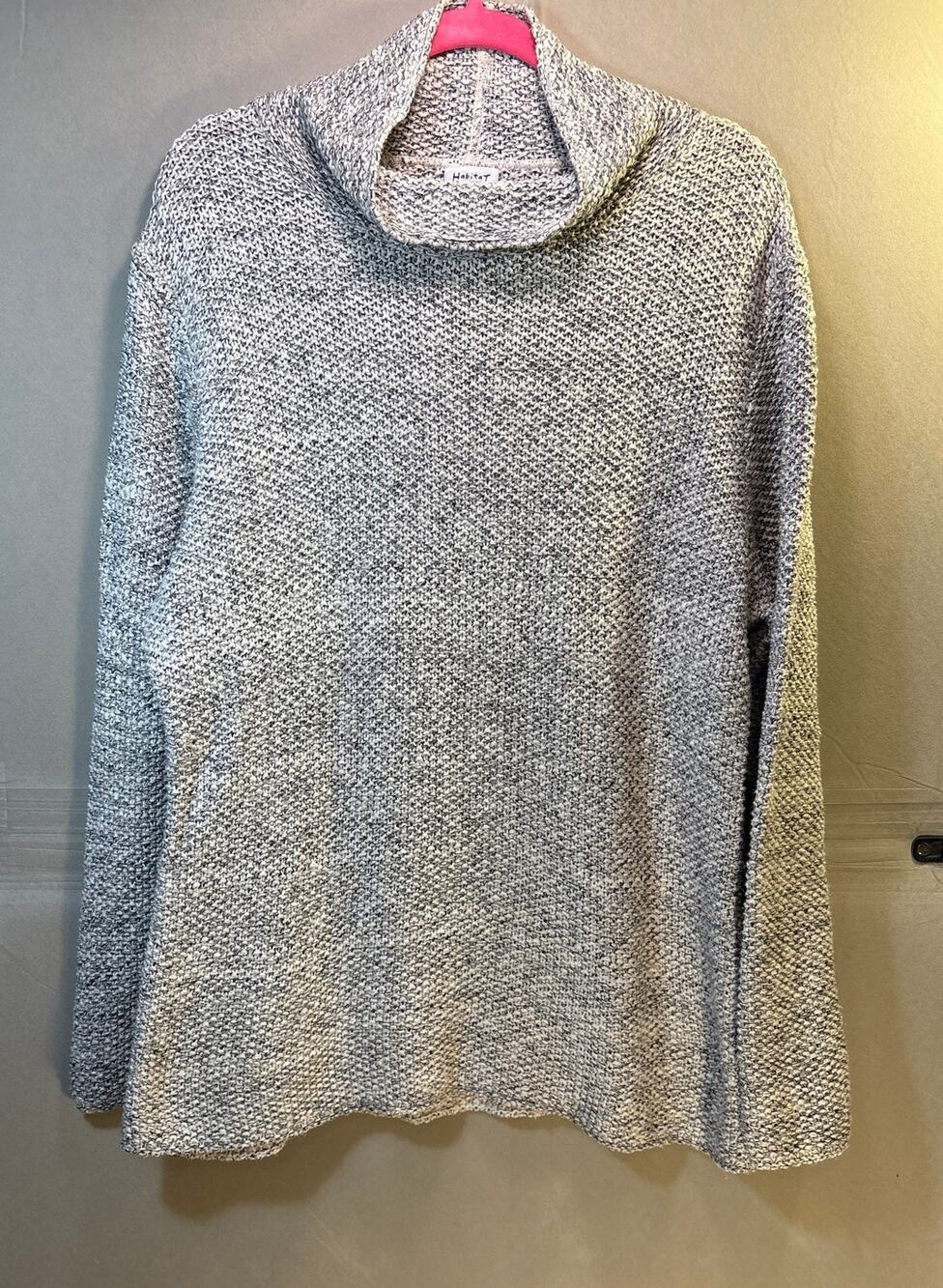 100% Cotton Habitat Cowl Neck Sweater Black and White Ladies Size XL
